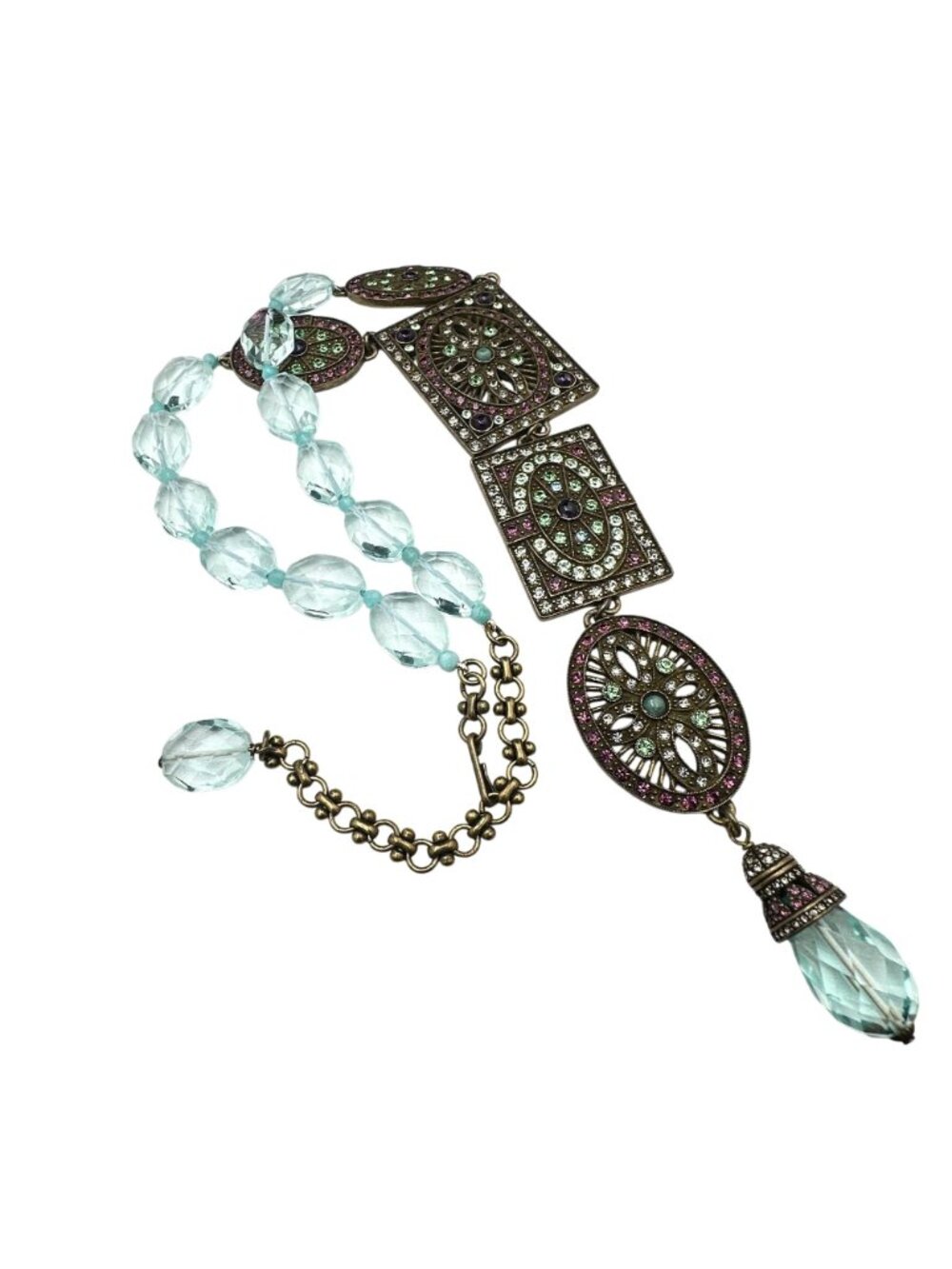 Heidi Daus Necklace America Sophisticate Pastel Crystal Bronze 16 to 20 Inch